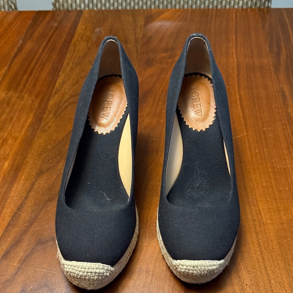 J. Crew Black and Tan Wedge Espadrilles - Picture 3 of 5